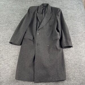 Vittorio Milla Overcoat Men 42R Gray Wool Tweed Double Breasted Long Coat Italy
